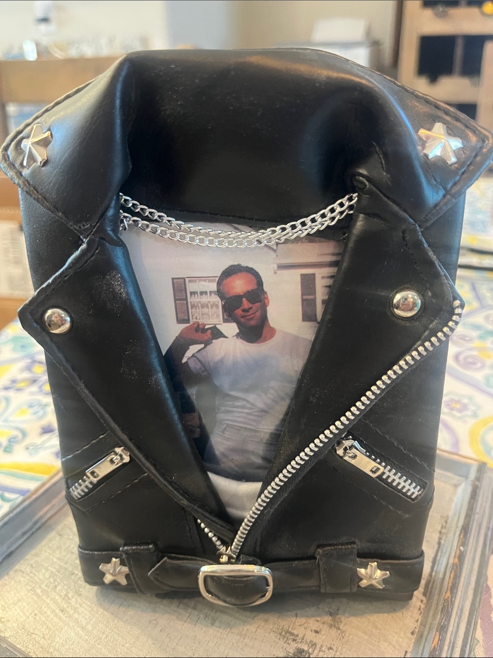 Black Leather Biker Jacket Photo Frame